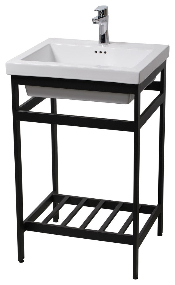New South Beach 24 Stainless Steel Open Console with Sink Set, Black