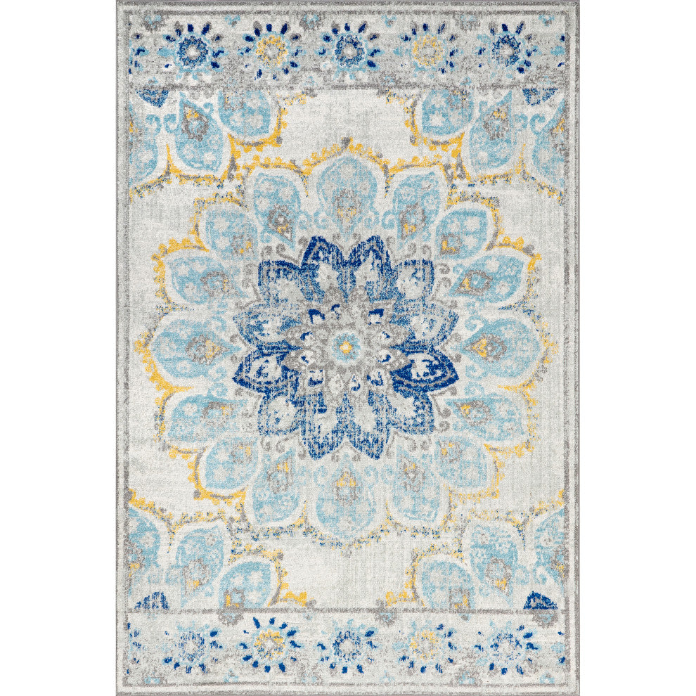 Nuloom Withered Bloom In Bouquet Area Rug, Blue 6'7"x9'