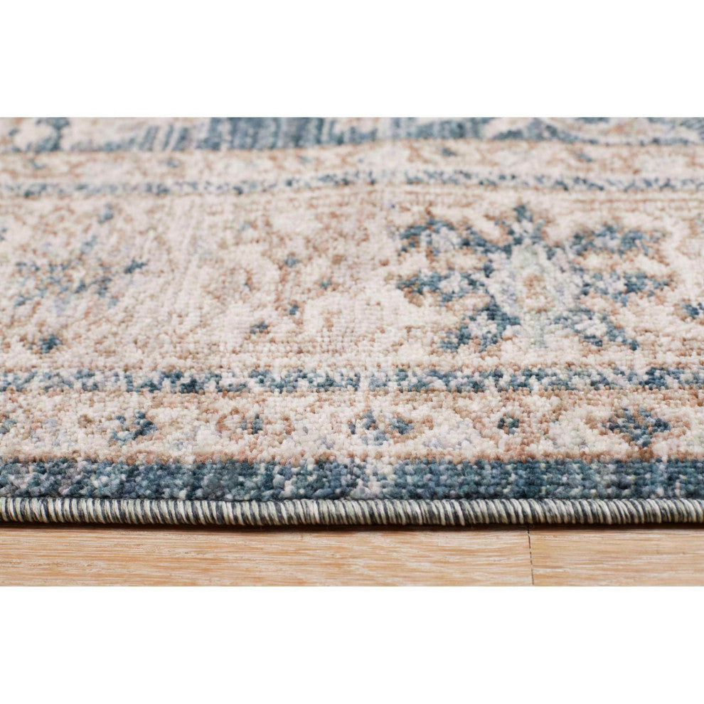 Heirloom Antique Floral Area Rug, Navy, 2'x2'11"