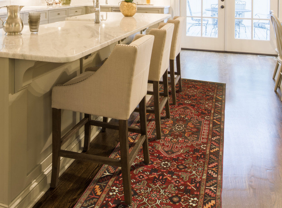 Fine Vintage Distressed Sindbad Red/Charcoal Runner, 3'2 x 9'6