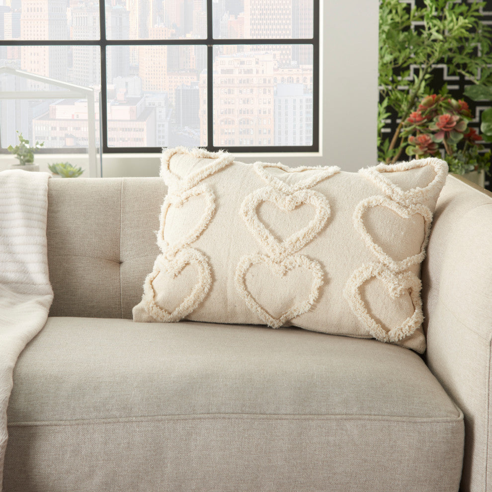 Mina Victory GT022 Throw Pillow, Cream, 14" x 20"