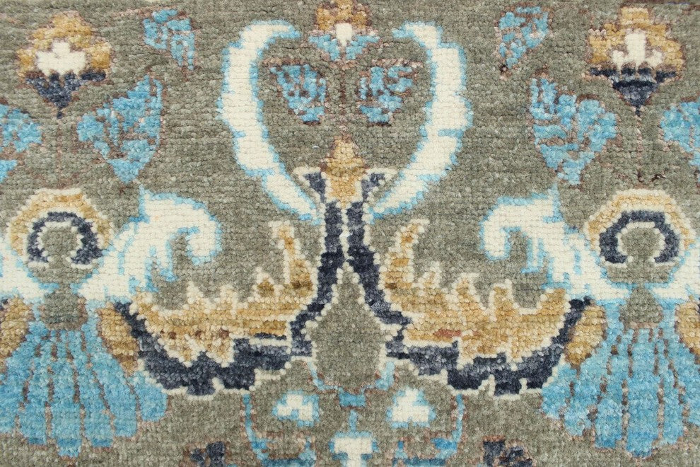Fine Chobi Muntaqim Light Blue/Brown Rug, 6'3x9'1