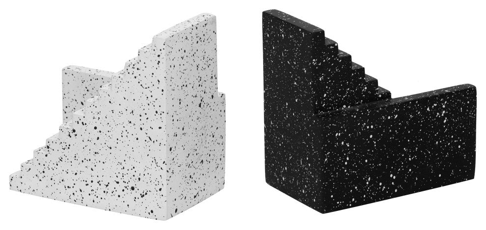 Gabby Speckled Black and White Stairway Bookends