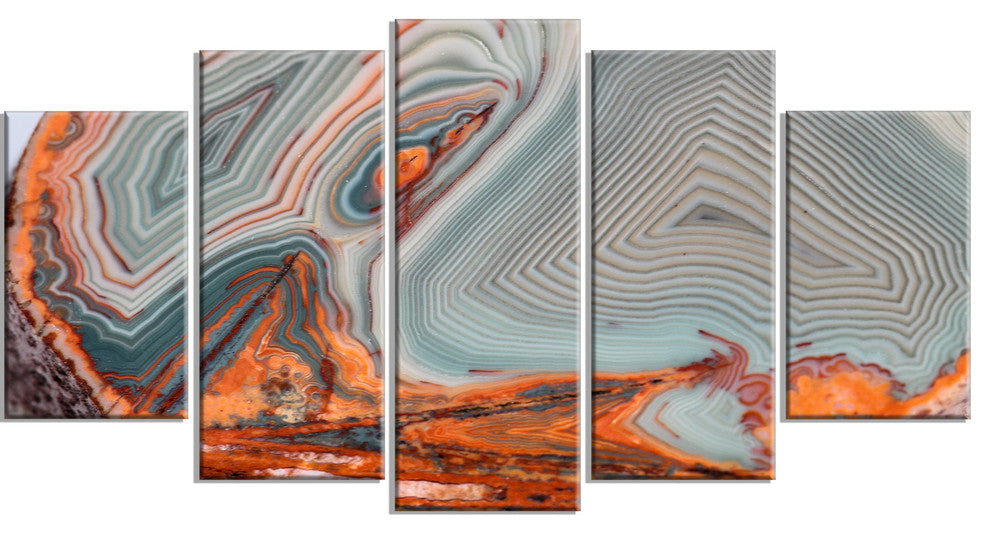 Beautiful Lake Superior Agate, Contemporary Canvas Art Print, 60"x32", 5 Panels