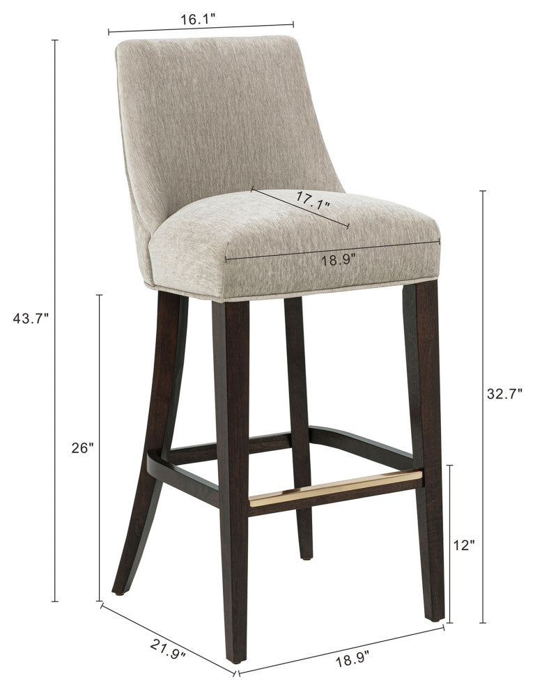 Manhattan Comfort Beever Barstool, Taupe, Set of 3