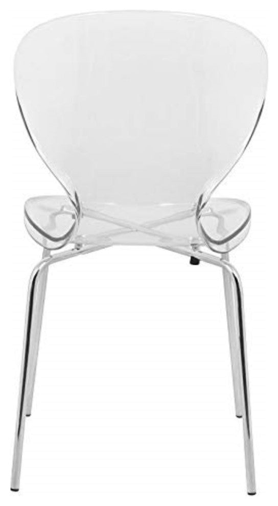 LeisureMod Modern Oyster Transparent Side Chair, Set of 4
