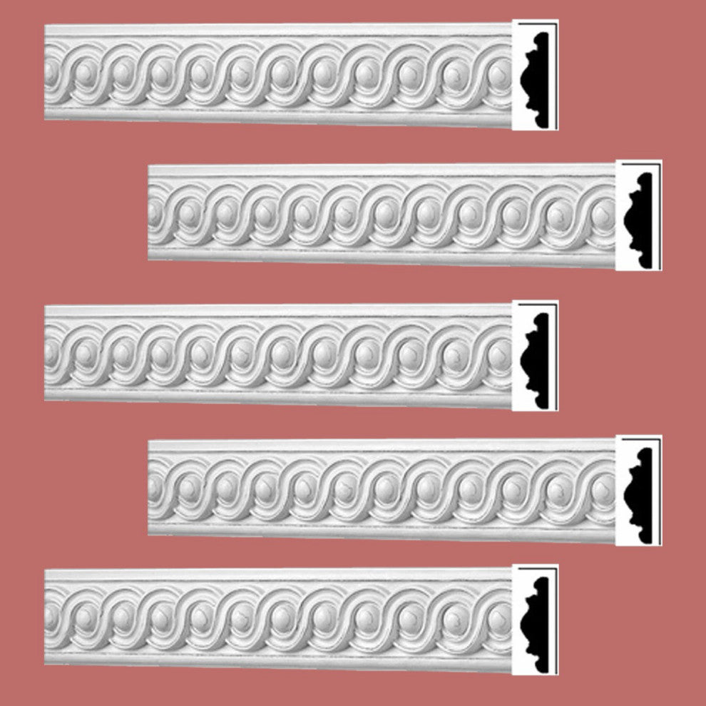 Renovators Supply Crown Molding White Urethane Ornate 5 Pieces Totaling 397.5" L