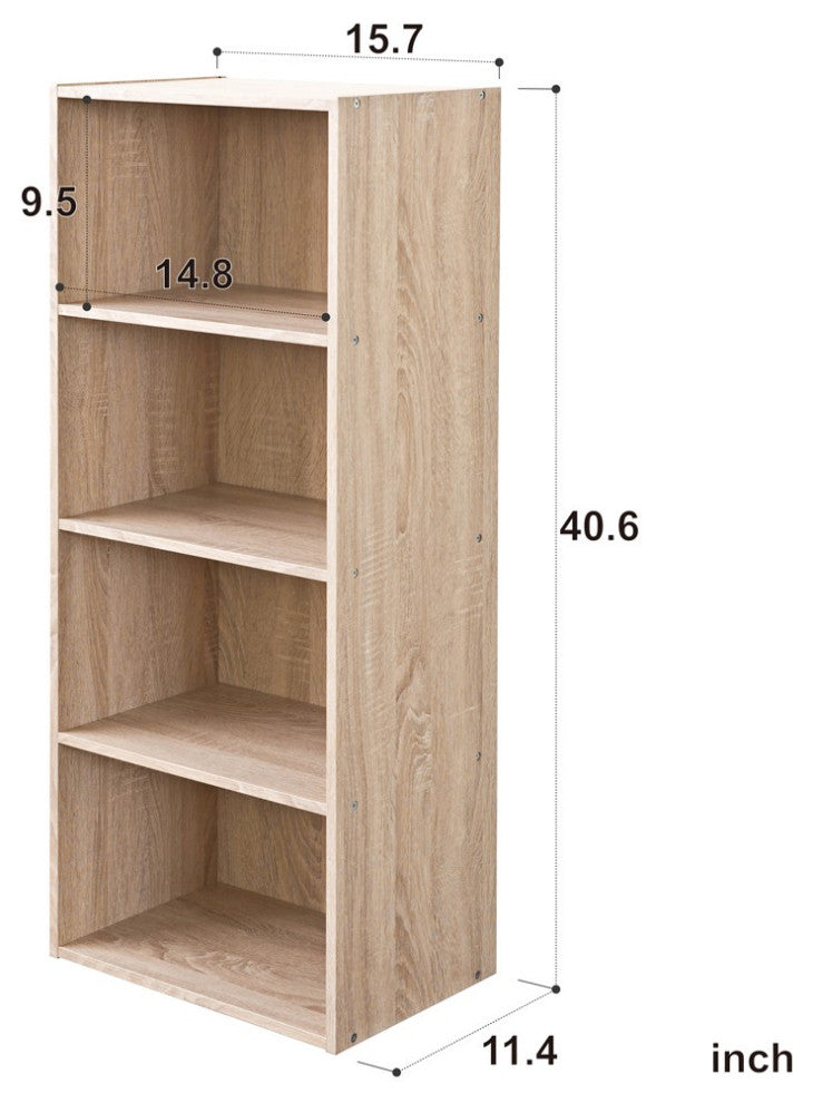Classic Natural 4 Shelve Storage Bookcase
