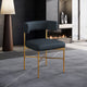 Rivage Durable Linen Textured Fabric Dining Chair, Set of 2, Navy, Brushed Gold Finish