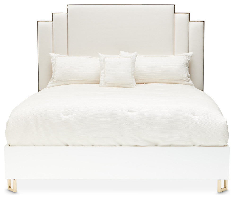 Palm Gate Queen Upholstered Bed, Cloud White