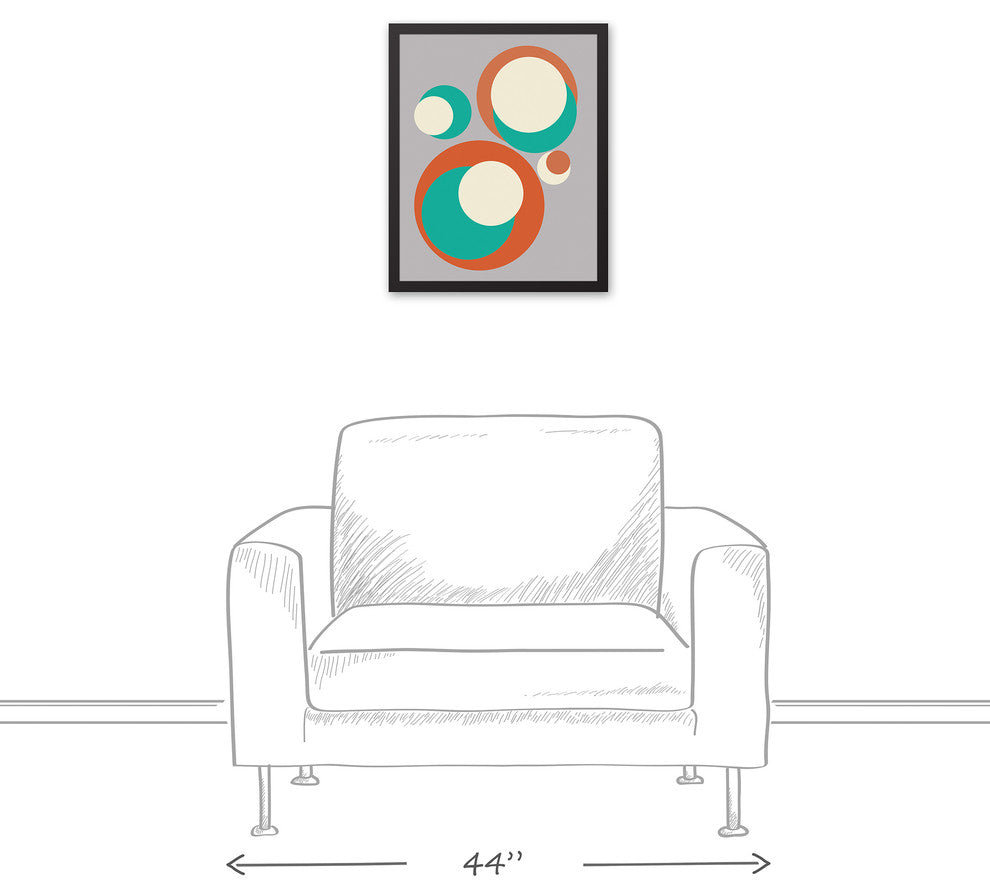 Retro Circles 16x20 Black Framed Canvas