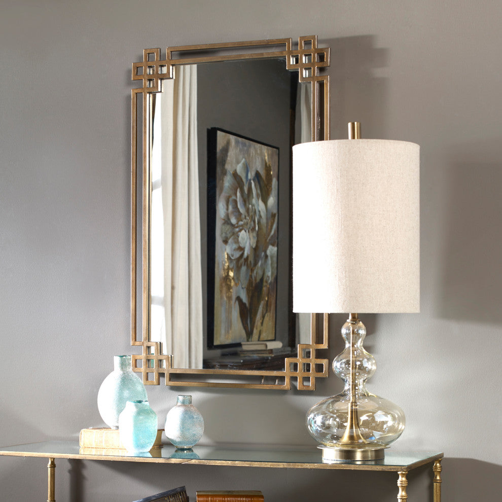 Uttermost Devoll Contemporary Style Metal Mirror in Gold Finish