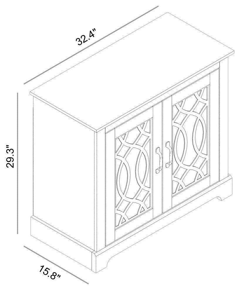 Raccon Black with Knotty Oak Accent Cabinet with 2 Doors, Ivory With Knotty Oak