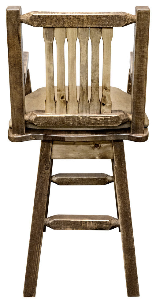 Captain's Barstool, Back and Swivel, Stain and Finish, Buckskin Pattern