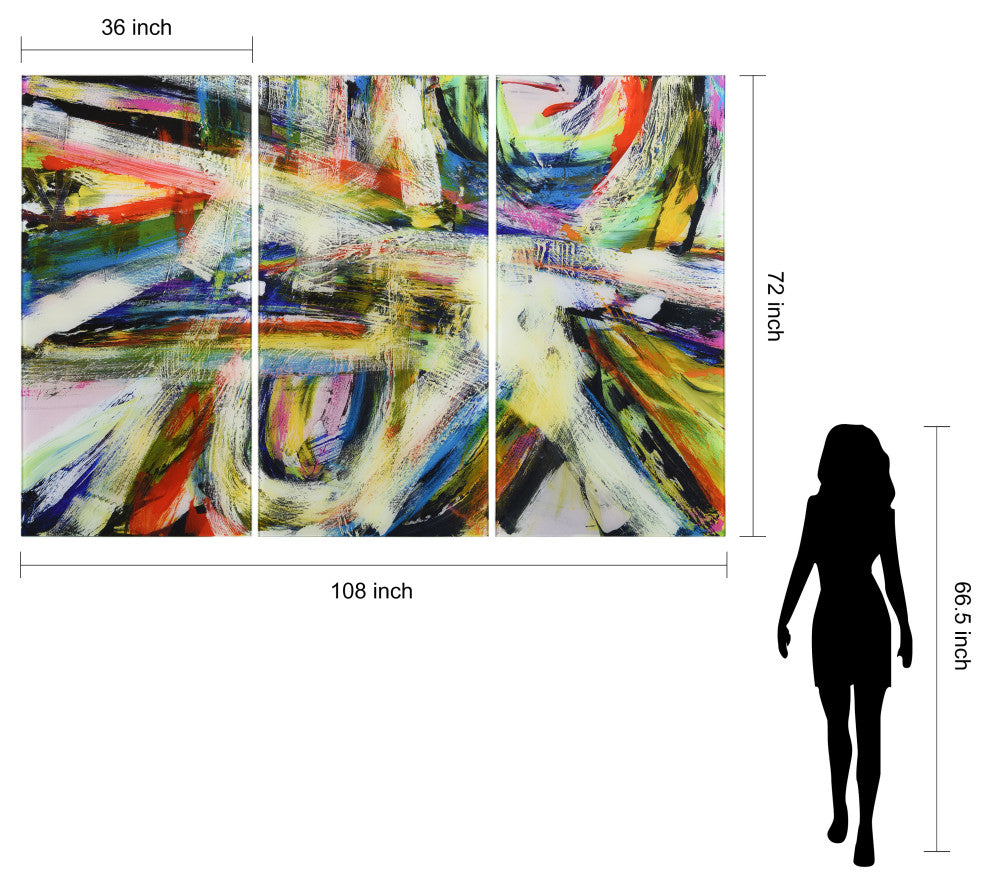 "Rock Star " Frameless Free Floating Tempered Glass Panel Graphic Wall Art Set