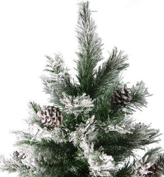 7' Flocked Angel Pine With Pine Cones Artificial Christmas Tree, Unlit