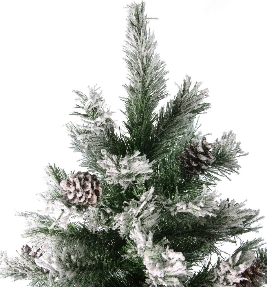 7' Flocked Angel Pine With Pine Cones Artificial Christmas Tree, Unlit