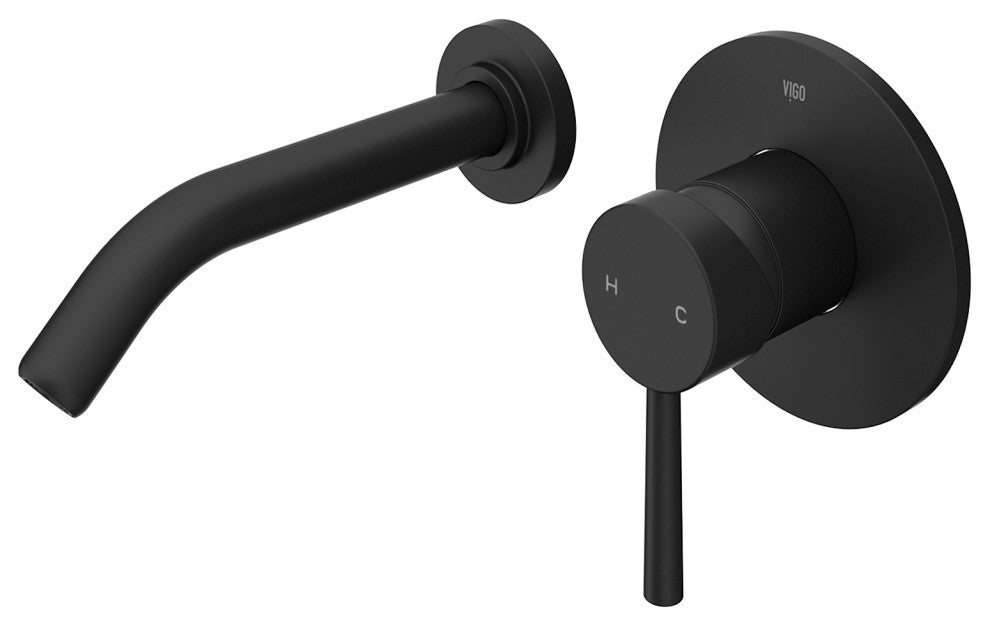 VIGO Olus 5" H Single Handle Wall Mount Bathroom Faucet, Matte Black