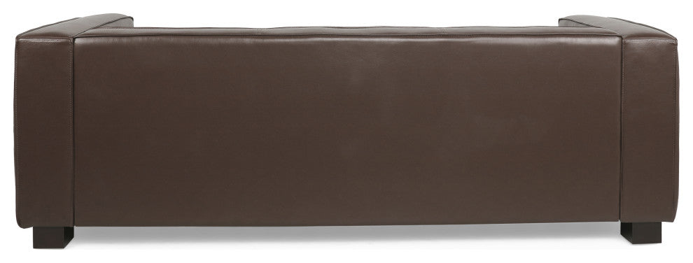 Minkler Contemporary Faux Leather 3 Seater Sofa, Dark Brown/Dark Walnut