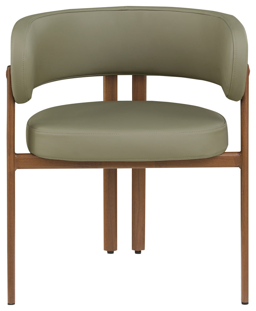 Gideon Black Faux Leather Dining Chair (Set of 2), Olive, Walnut Finish