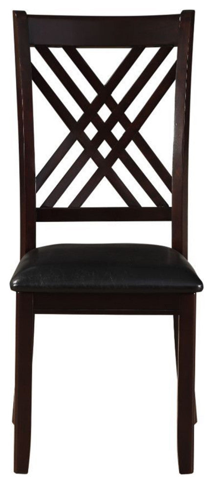 Set of 2 PU Upholstered Side Chair, Black/Espresso Finish