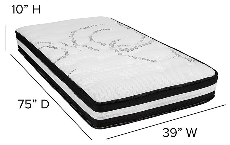 10" CertiPUR, Pocket Spring Mattress, 2" Gel Memory Foam Topper Bundle, Twin