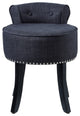 Ludovic Linen Contemporary Nailhead Trim Rolled Back Vanity Stool, Dark Grey