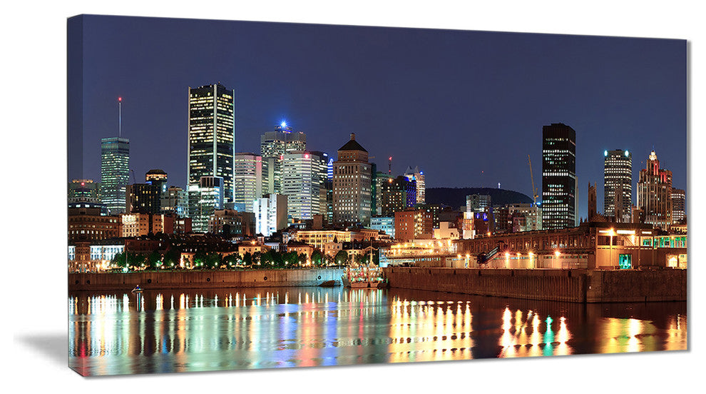 "Bright Montreal at Dusk" Cityscape Photography Canvas Print, 32"x16"