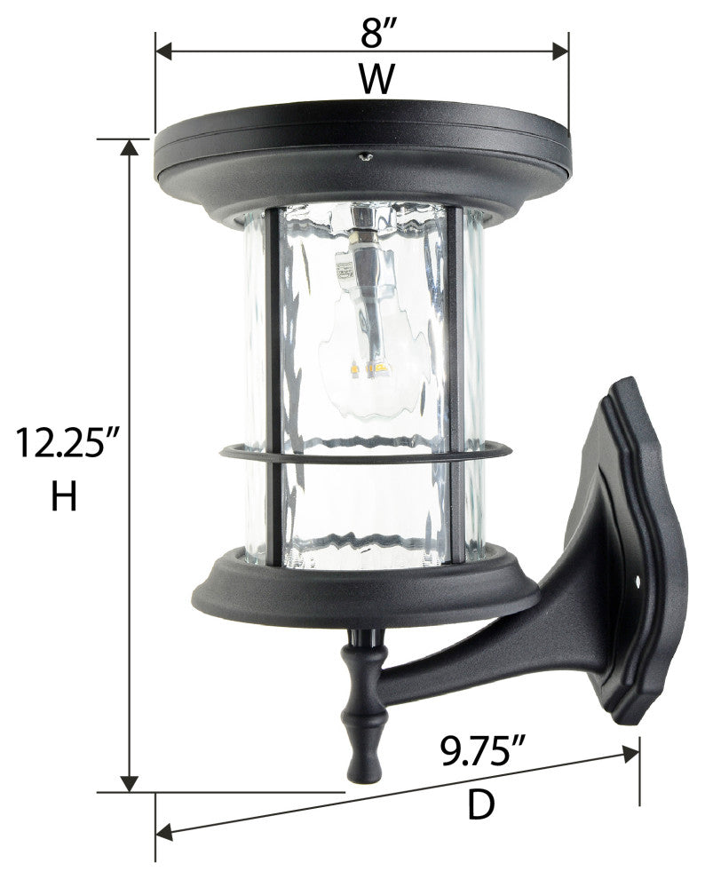 Silo Solar Light w/GS Solar Light Bulb - Wall/Pier/3" Fitter Mounts - Black