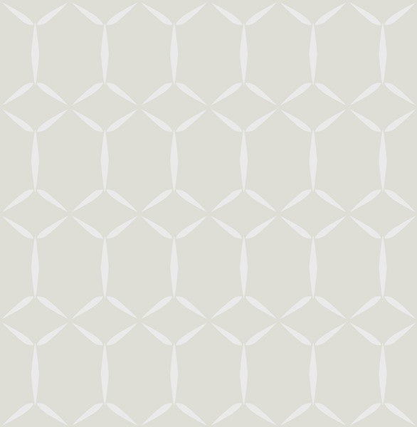 Fusion Geometric  Wallpaper, White on Taupe, Sample