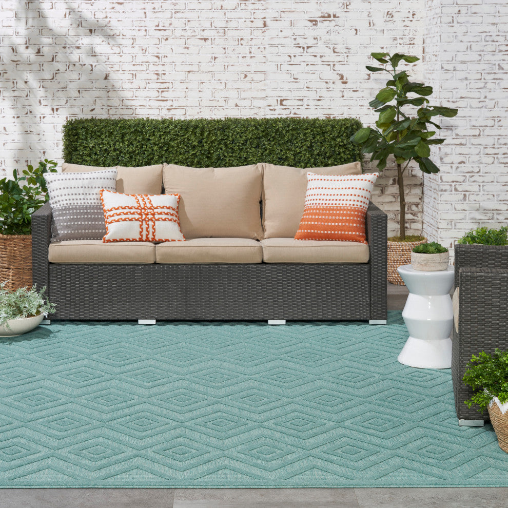 Nourison Versatile 8' x 10' Aqua/Teal Modern Area Rug