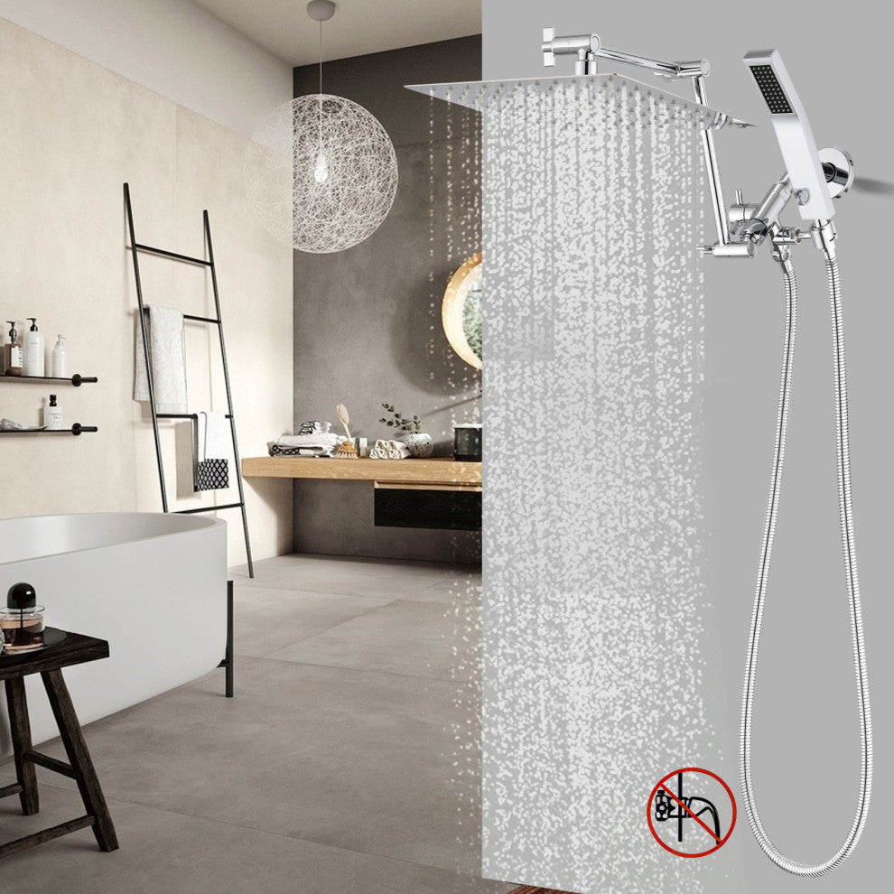 Shower Head Combo with Handheld and 16" Adjustable Extension Arm , Chrome