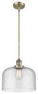 1-Light X-Large Bell 12" Pendant, Antique Brass, Glass: Seedy