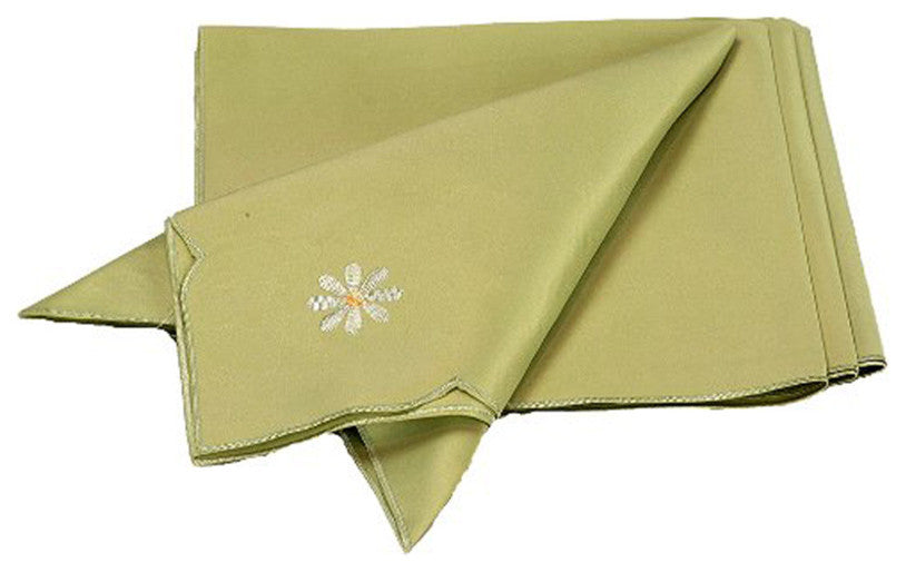 Daisy Splendor Set of 4 Napkins, 21"x21", Green