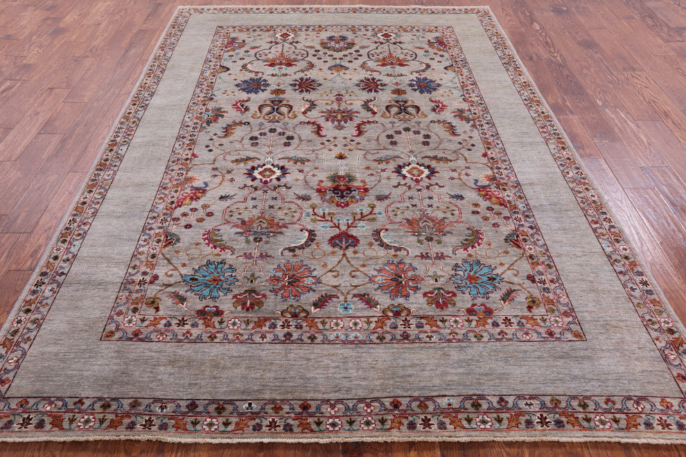 6' 11" X 9' 9" Hand-Knotted Persian Tabriz Wool Rug Q7511