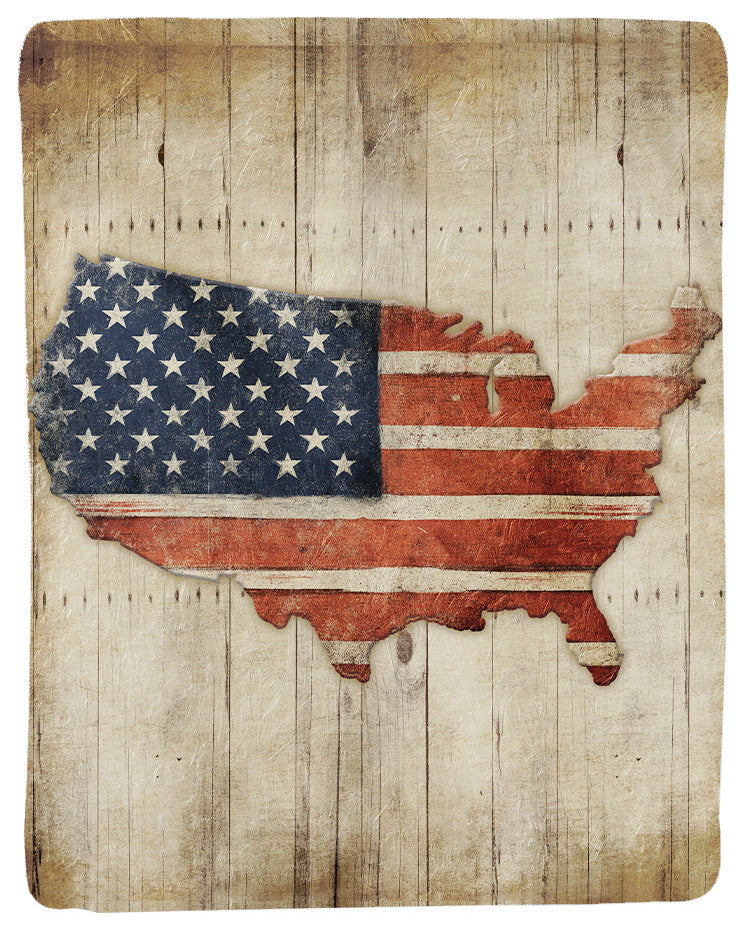 Laural Home Wooden Flag Sherpa Throw Blanket