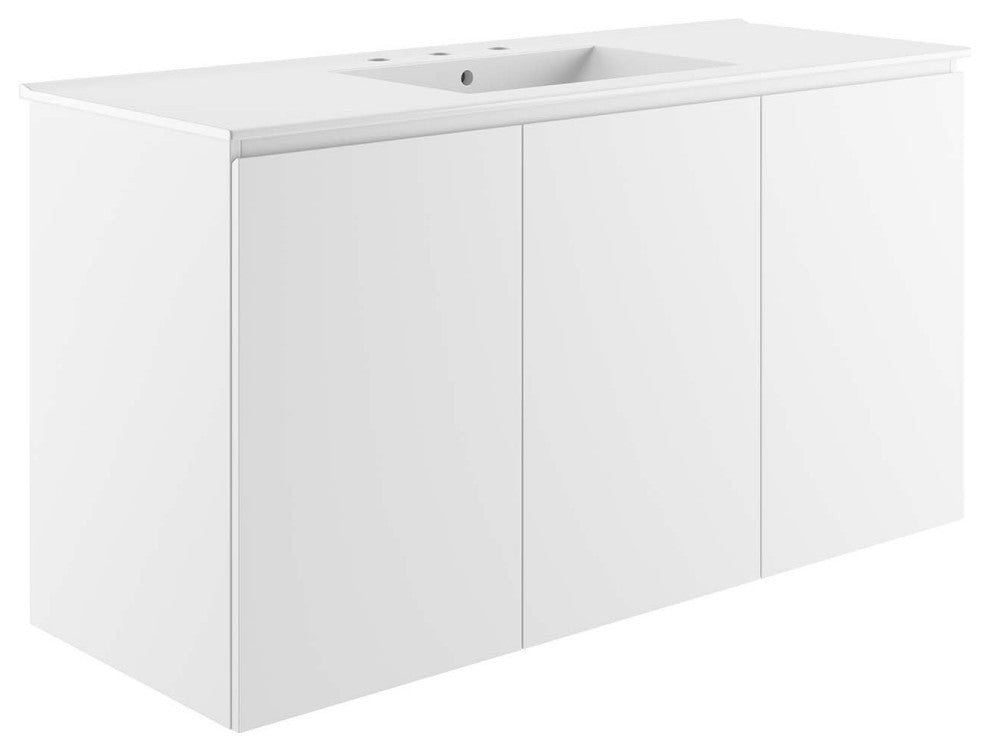 Bryn 48" Wall-Mount Bathroom Vanity, White White