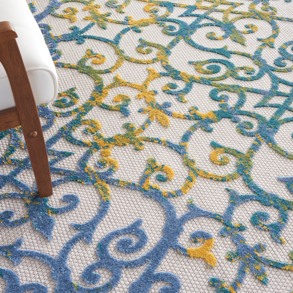 Nourison Aloha 7' x 10' Ivory Blue Contemporary Area Rug