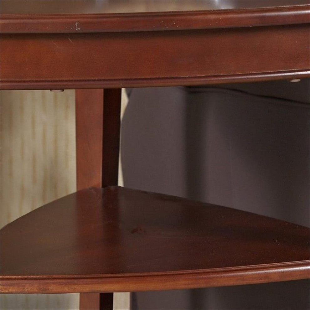 Leick Furniture Shield Tier Wood Corner Table in Bronze