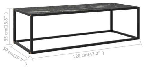vidaXL Coffee Table End Table Accent Sofa Table for Bedroom Black Marble Glass