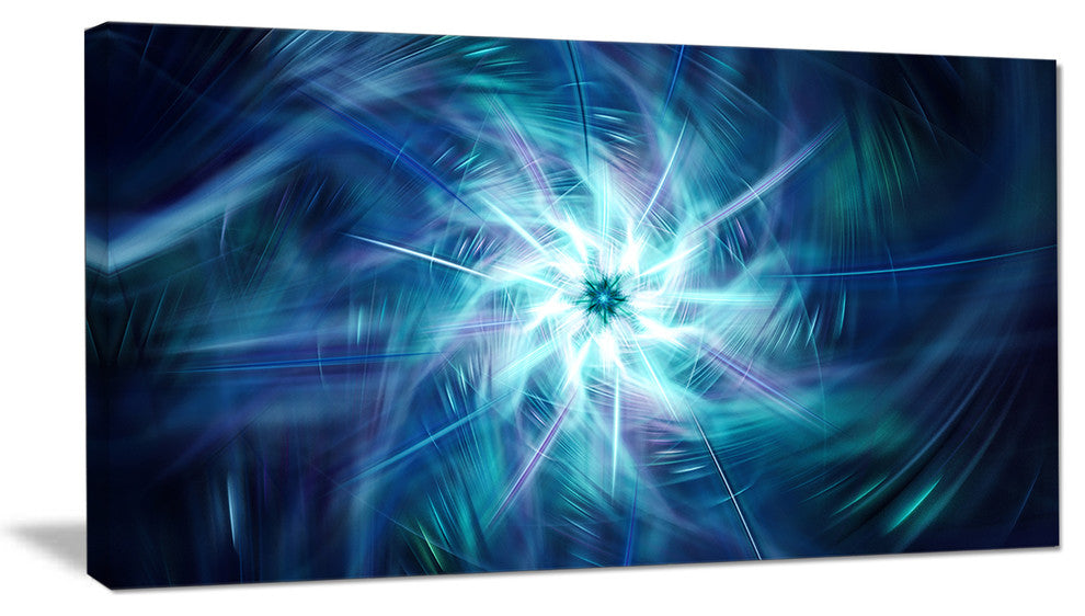 Splaying Bright Blue Fireworks, Floral Canvas Art Print, 32"x16"