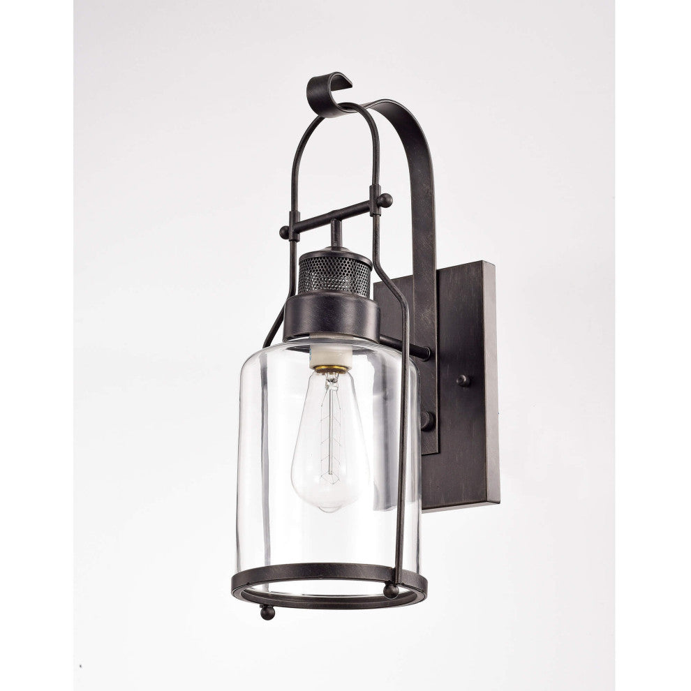 Helen Antique Black Finish Rustic Wall Sconce Lantern