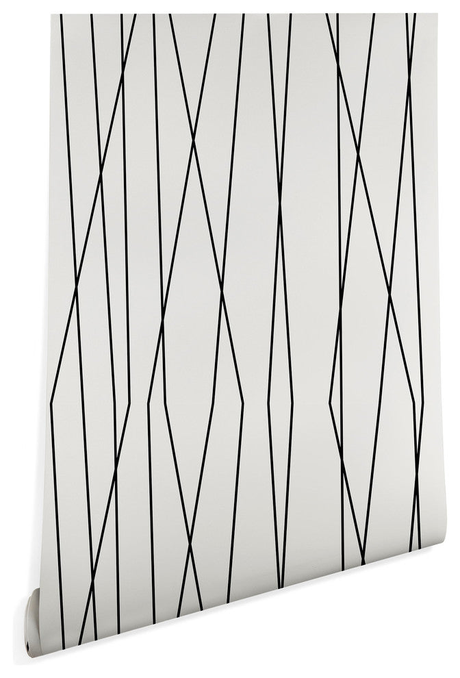Deny Designs Heather Dutton Linear Cross Stone Wallpaper, White, 2'x8'