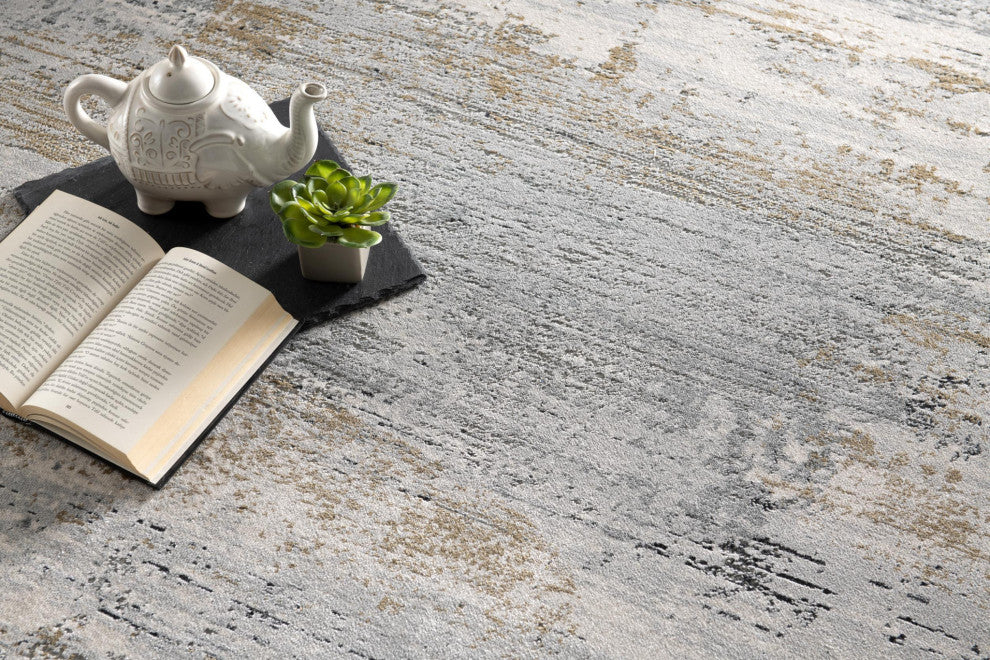 2"x8" Gray Mod Distressed Strokes Runner Rug