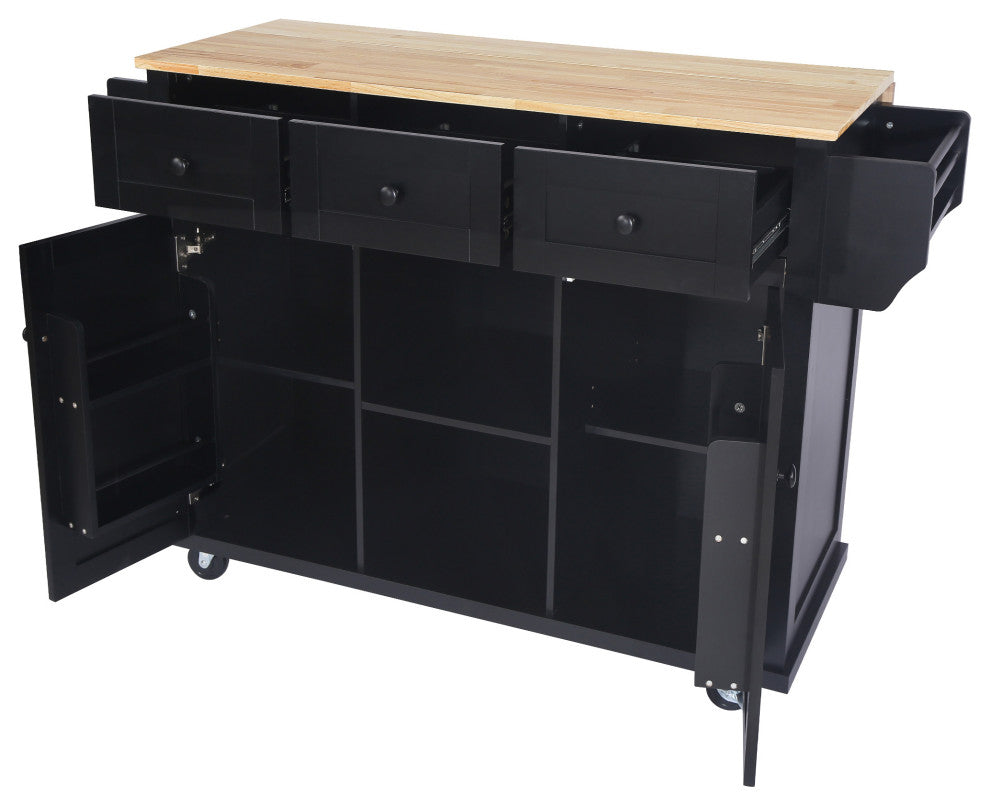 Black/Blue/White MDF Kitchen Cart Multifunctional, Storage Cabinet, Black