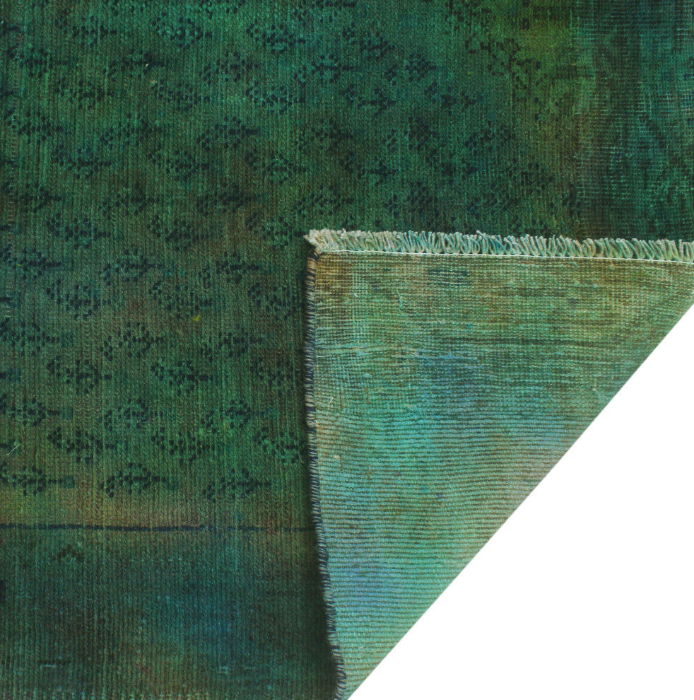 Vintage Distressed Bartram Green/Blue Runner, 3'0x9'2