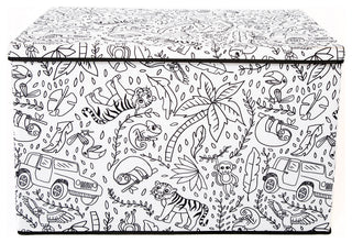 Kid's Coloring Large Lidded Trunk with Removable Divider, Jungle Print