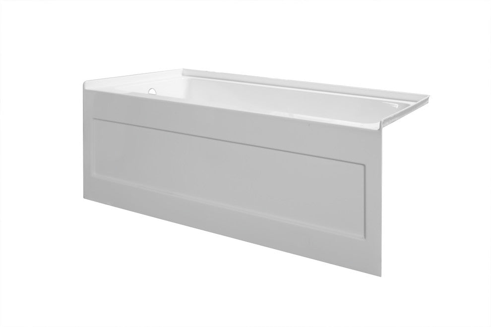 eSpace White Acrylic Bathtub, Integral Designer Skirt 54"x32", Left Hand