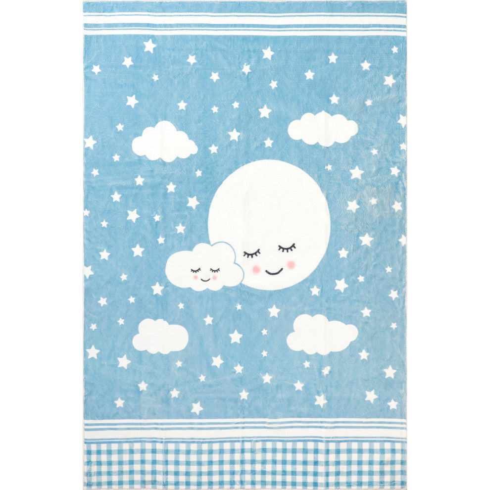Nuloom Peaceful Night Washable Kids Rug, Blue 3' x 5'