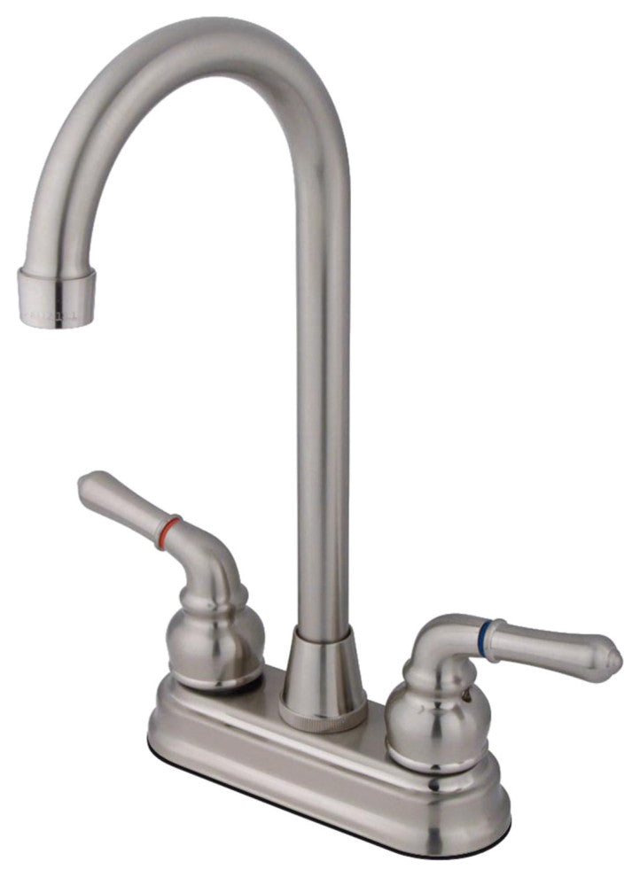 Kingston Brass Two-Handle 4" Centerset Bar Faucet, Brushed Nickel